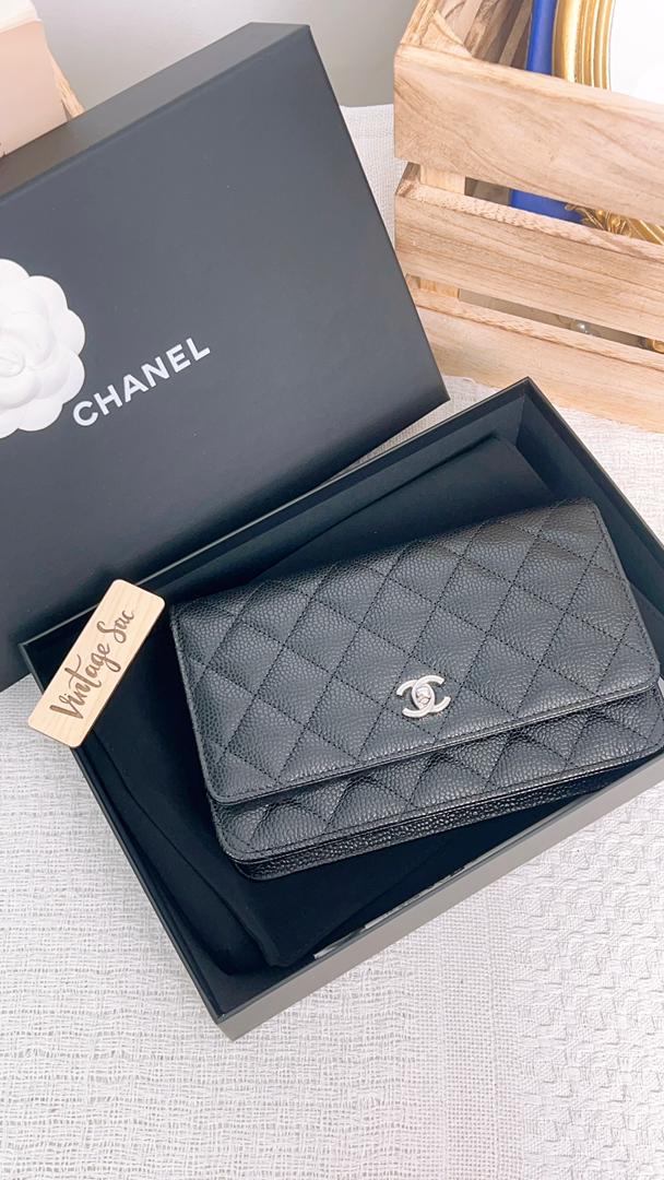Chanel Black Caviar Turnlock CC WOC (SHW)