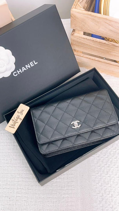 Chanel Black Caviar Turnlock CC WOC (SHW)