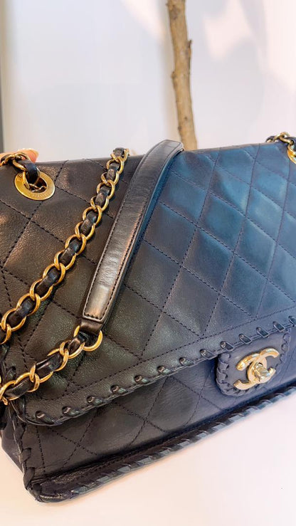 Chanel Navy Calfskin Happy Stitch Flap (GHW)