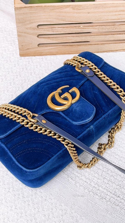 Gucci Blue Velvet Small Marmont Bag