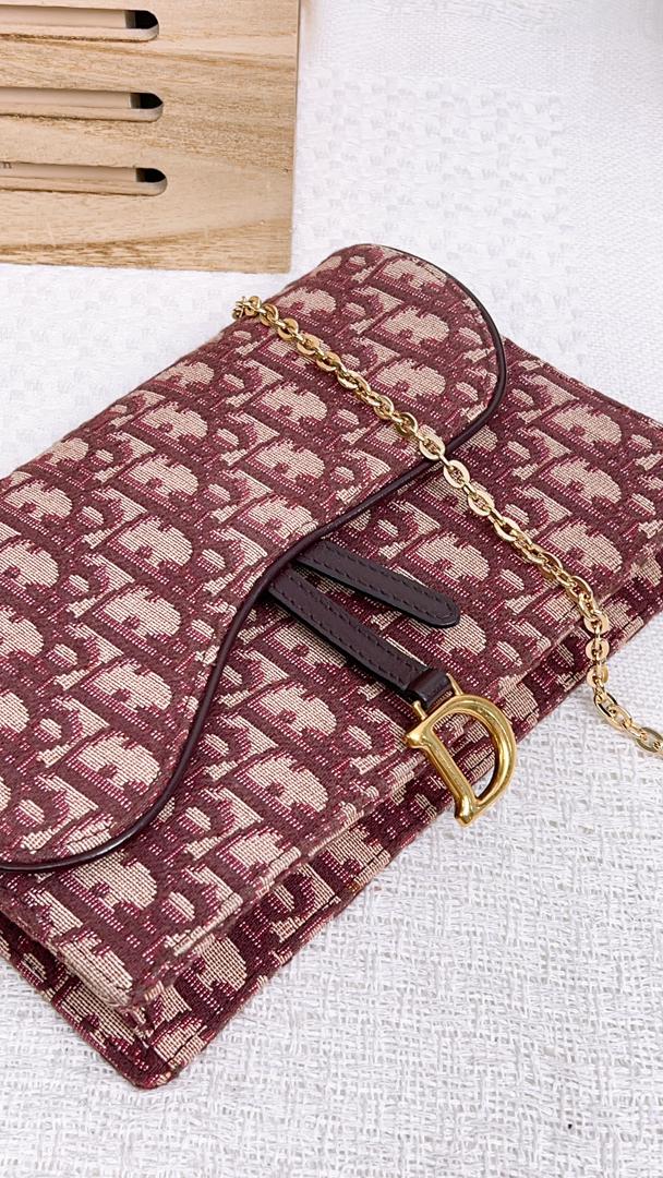Dior Burgundy Oblique Canvas Saddle Woc