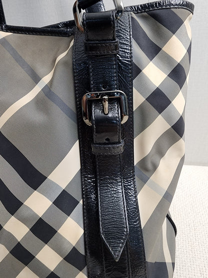 Burberry Black Nylon Beat Check Victoria Tote