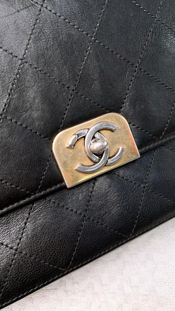 Chanel Black Calfskin Straight Lines Flap Bag