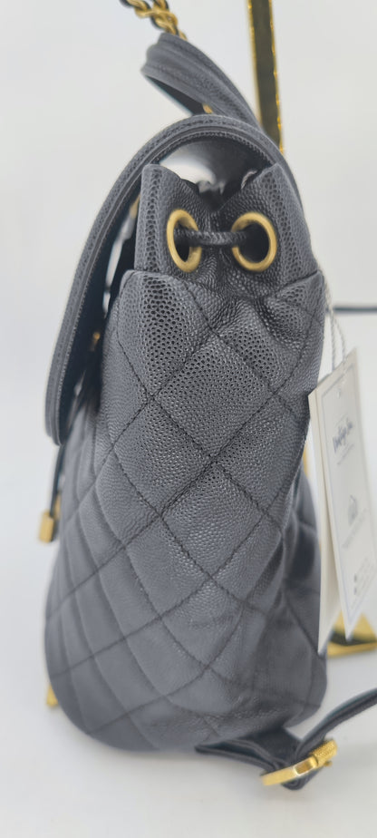 Chanel Black Caviar Filigree Small Backpack GHW