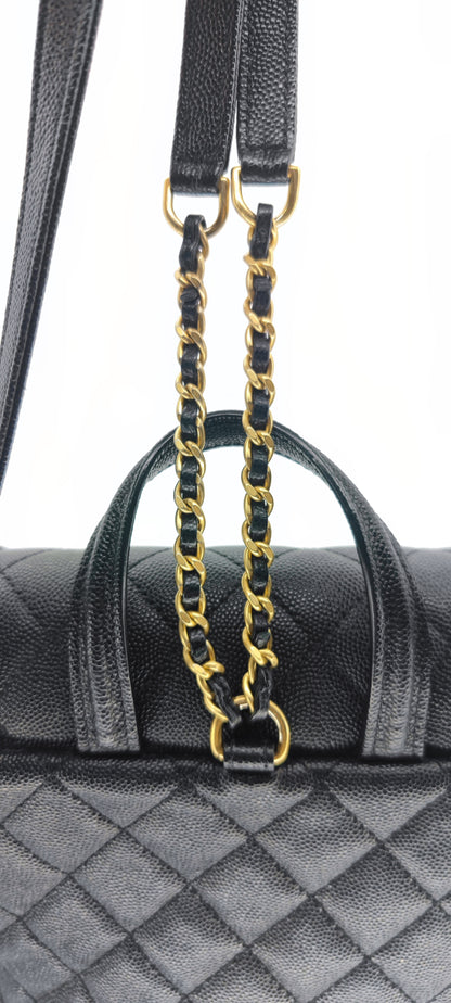 Chanel Black Caviar Filigree Small Backpack GHW