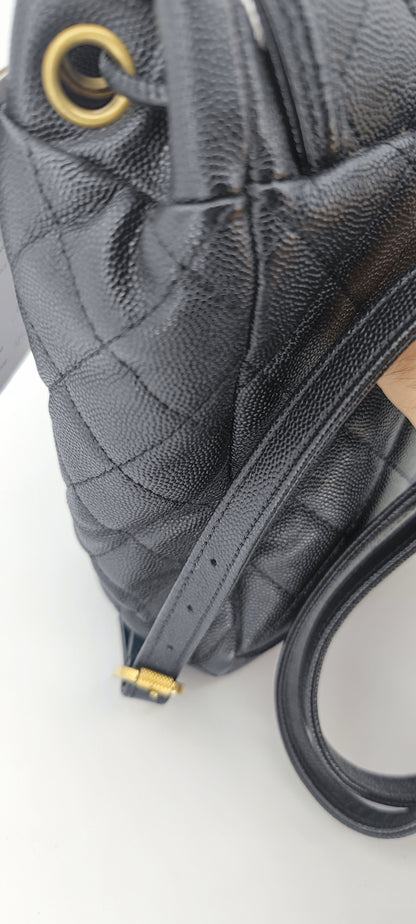 Chanel Black Caviar Filigree Small Backpack GHW