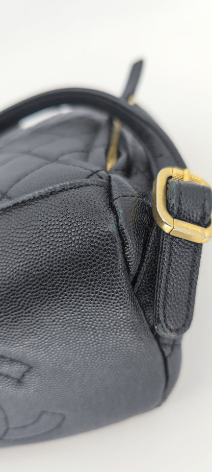 Chanel Black Caviar Filigree Small Backpack GHW