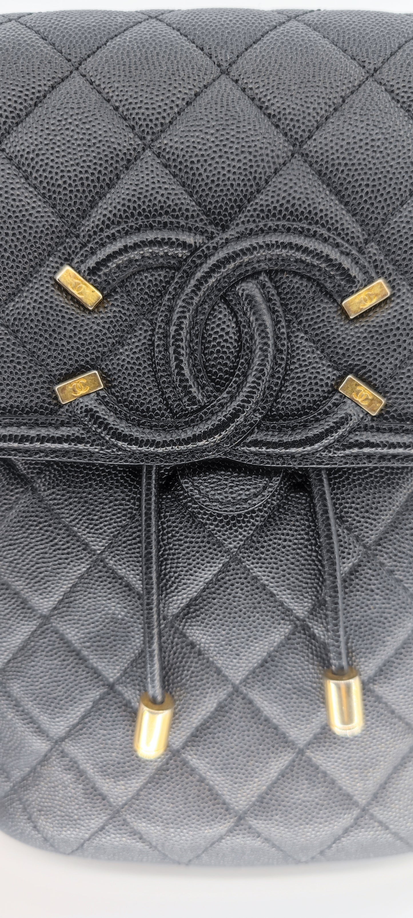 Chanel Black Caviar Filigree Small Backpack GHW
