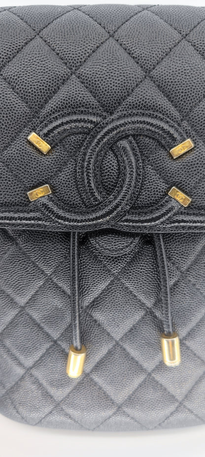 Chanel Black Caviar Filigree Small Backpack GHW