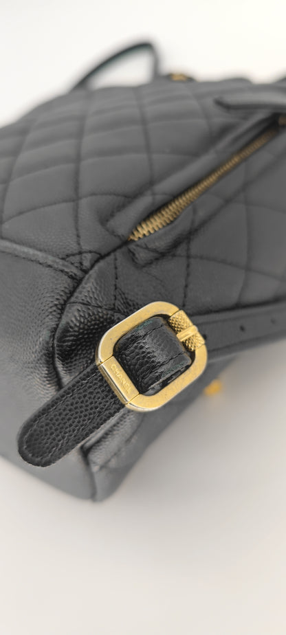 Chanel Black Caviar Filigree Small Backpack GHW