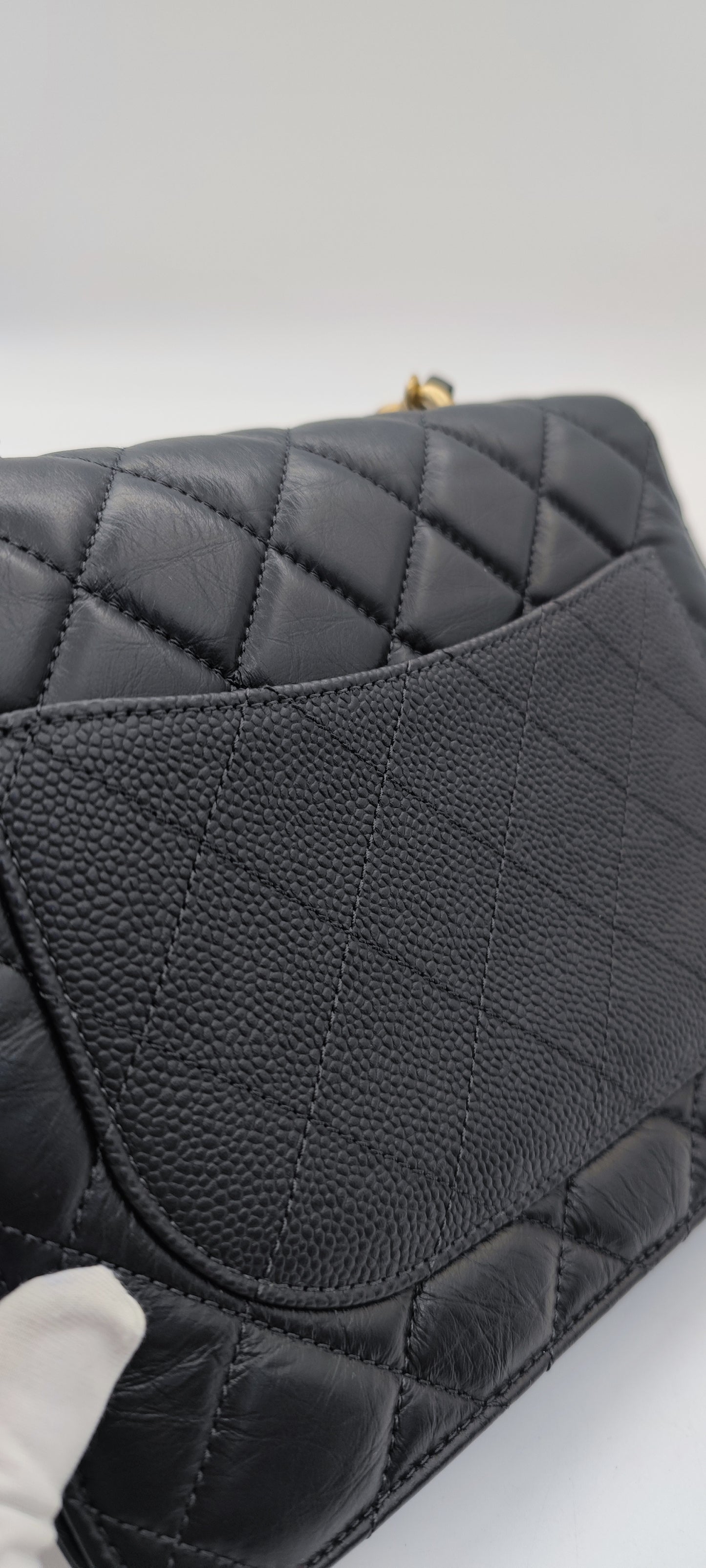 Chanel Black Caviar Calfskin Handle Flap Bag GHW