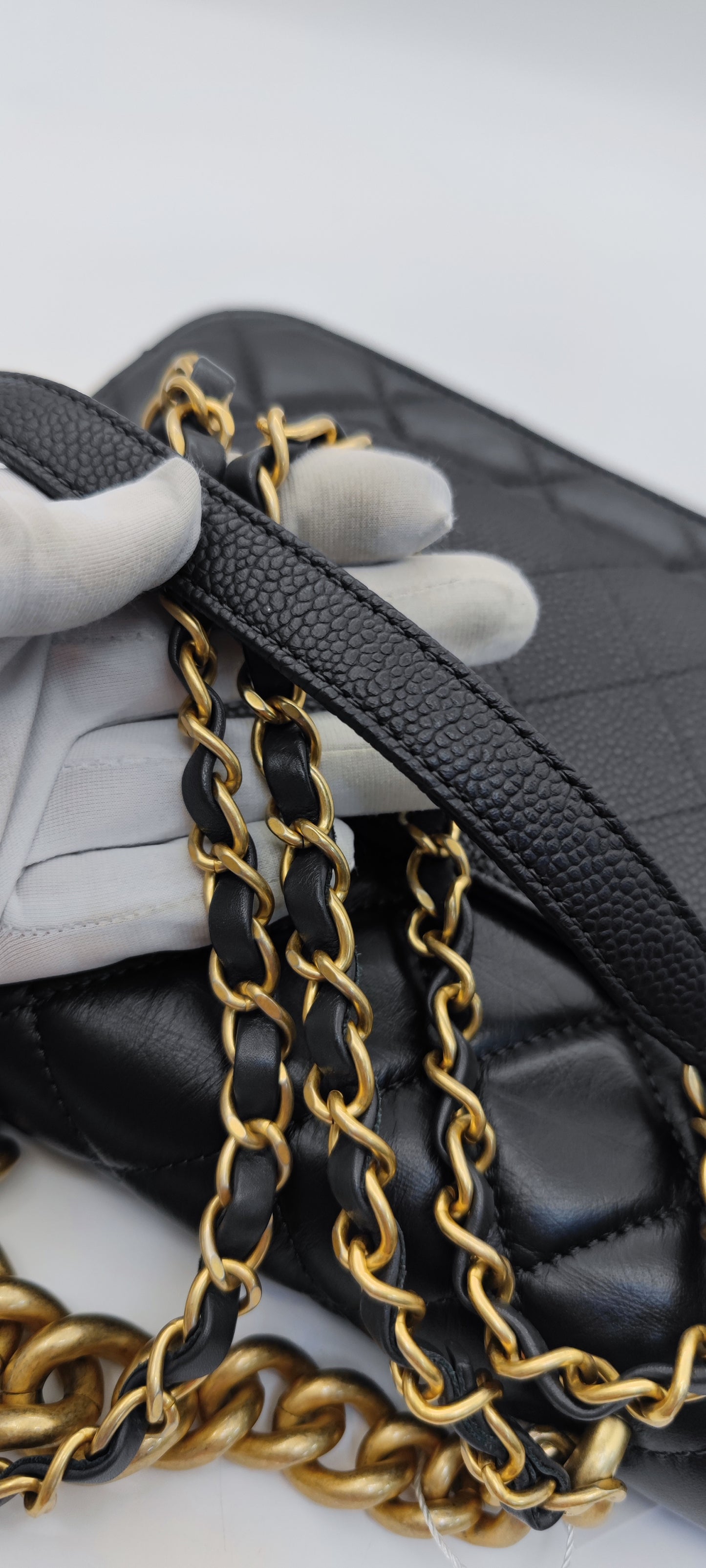 Chanel Black Caviar Calfskin Handle Flap Bag GHW