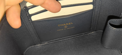 Chanel Navy Blue Lambskin Vanity with Top Handle GHW