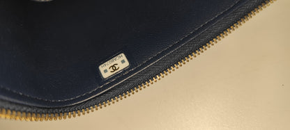 Chanel Navy Blue Lambskin Vanity with Top Handle GHW