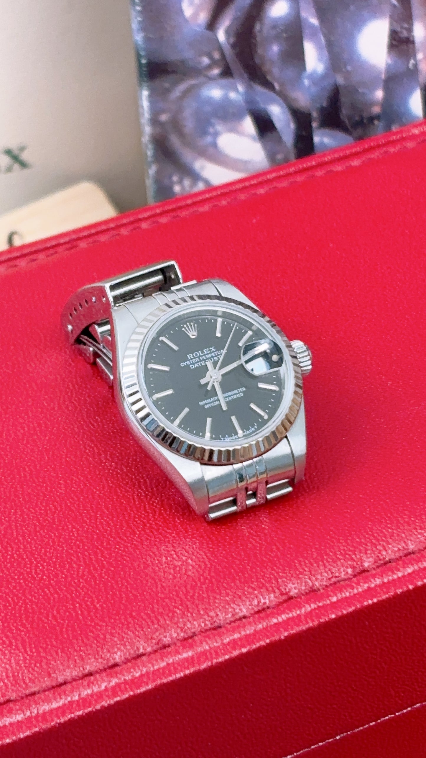Rolex Steel Black Lady Datejust 26mm Auto Watch 69174