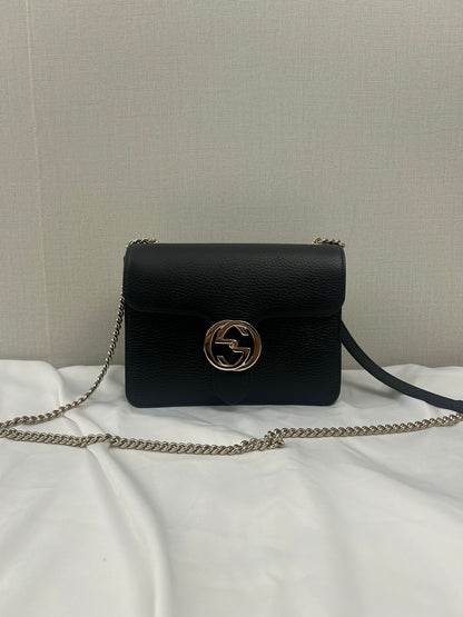 Gucci Black Calfskin GG Interlocking Shoulder Bag (LGHW)
