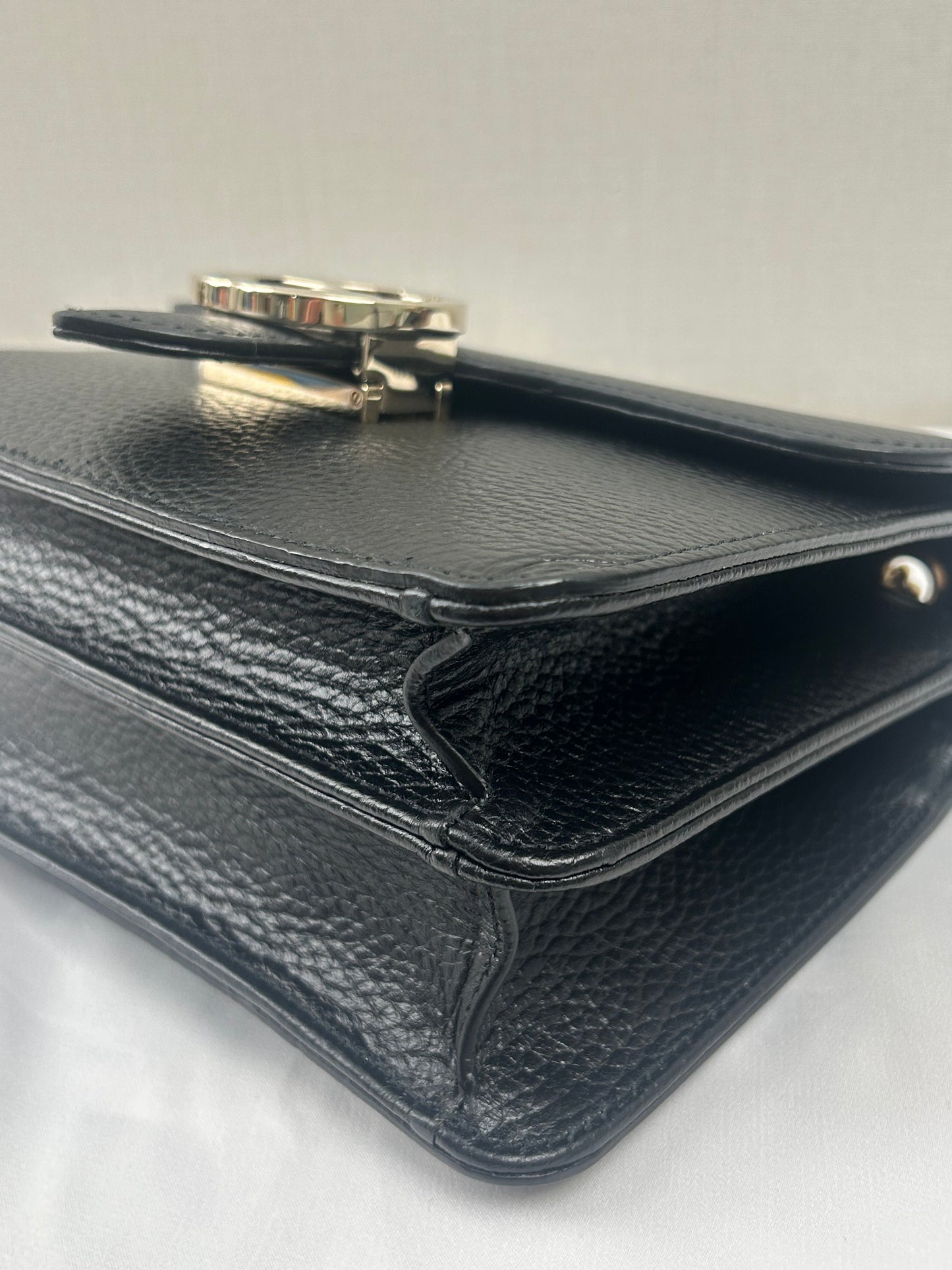 Gucci Black Calfskin GG Interlocking Shoulder Bag (LGHW)