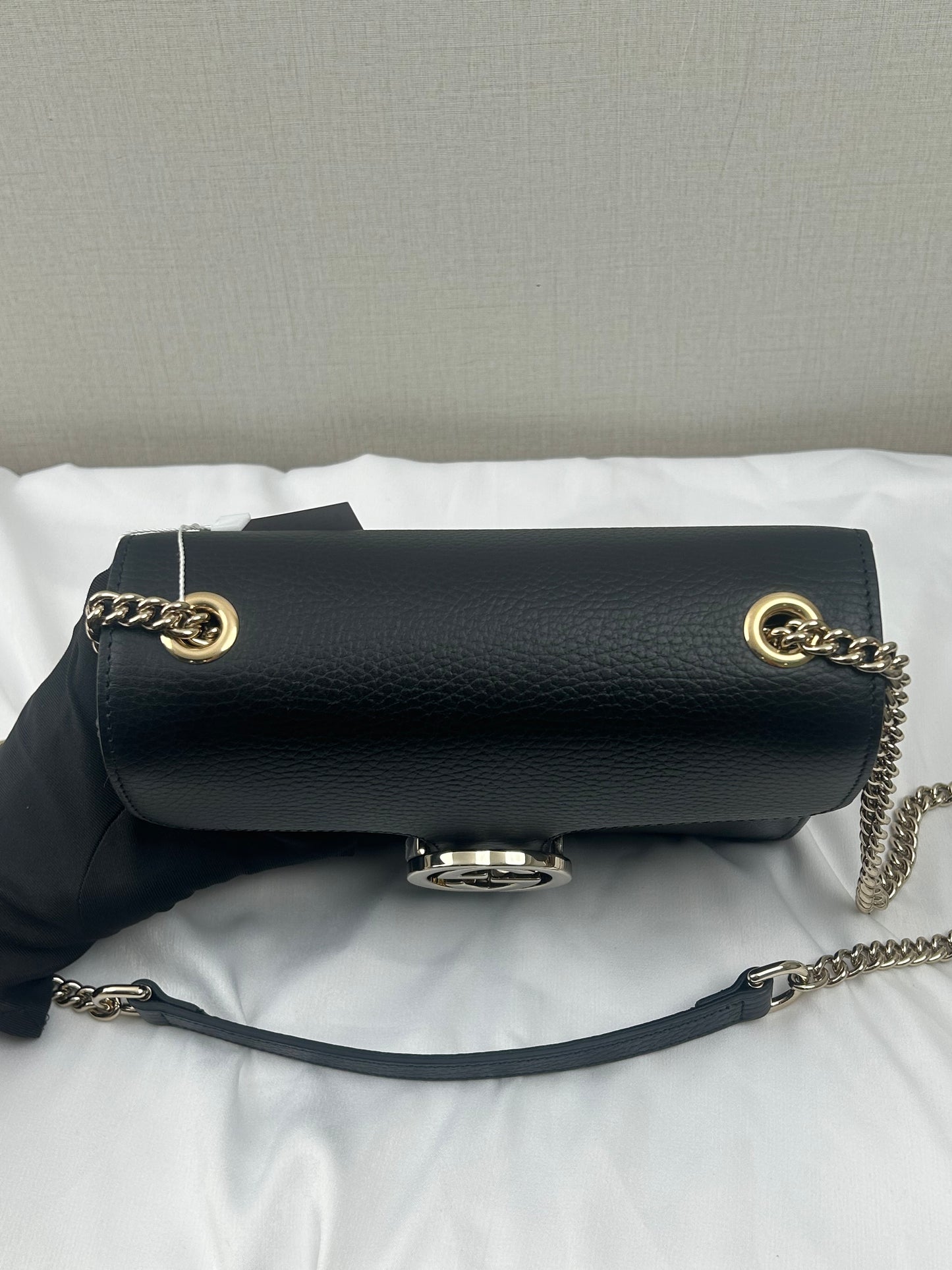 Gucci Black Calfskin GG Interlocking Shoulder Bag (LGHW)