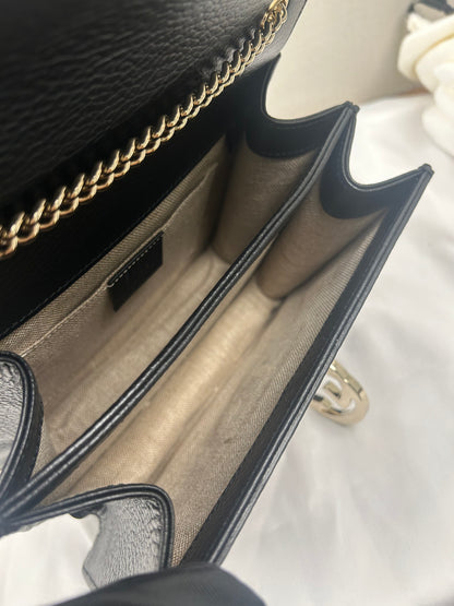 Gucci Black Calfskin GG Interlocking Shoulder Bag (LGHW)