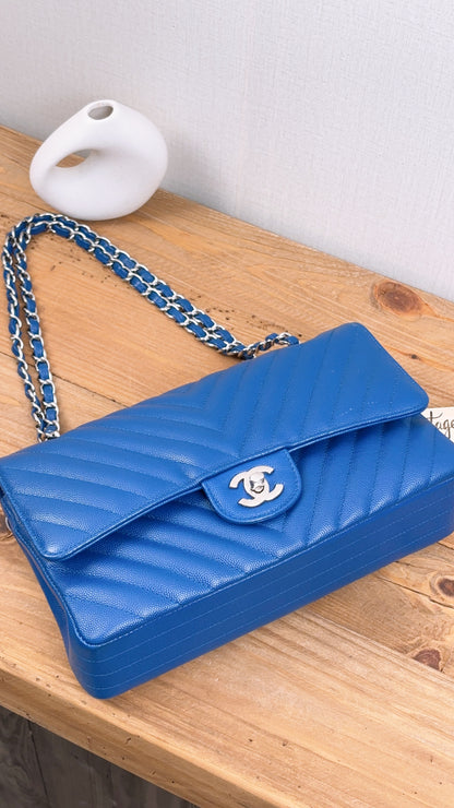 Chanel Royal Blue Caviar Medium CF (SHW)