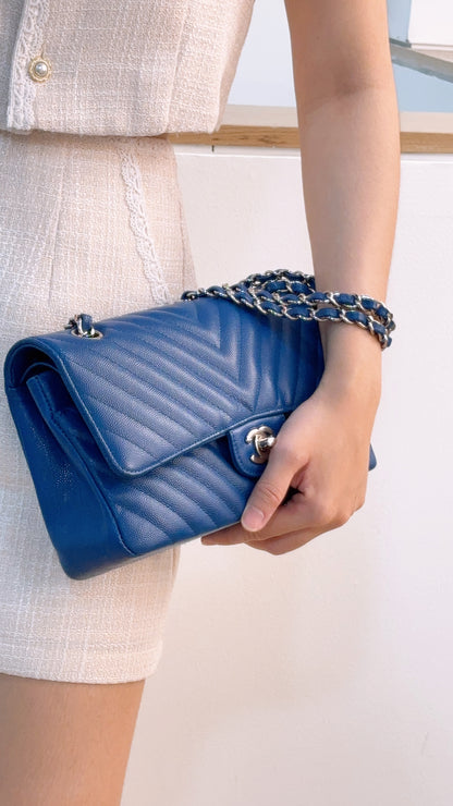 Chanel Royal Blue Caviar Medium CF (SHW)