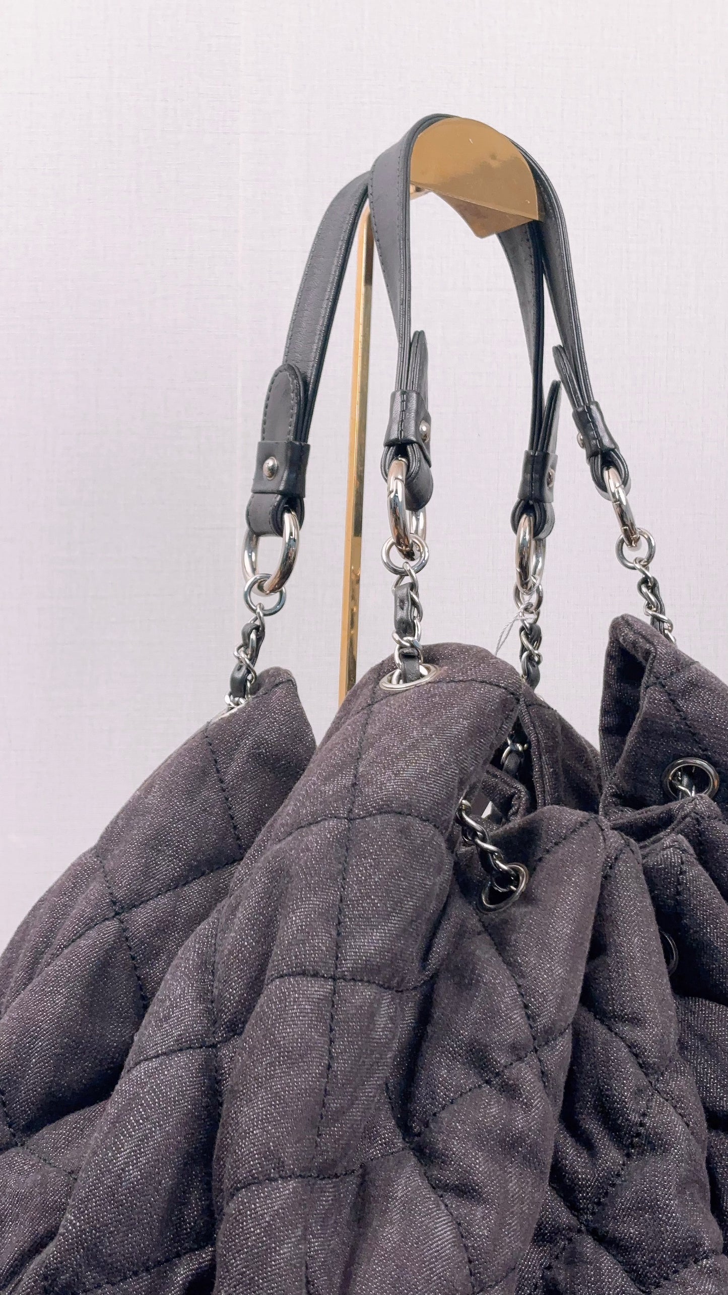 Chanel Black Denim Quilted Coco Stretch Spirit Cabas Tote (SHW)