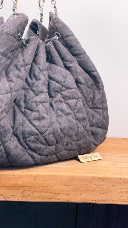 Chanel Black Denim Quilted Coco Stretch Spirit Cabas Tote (SHW)