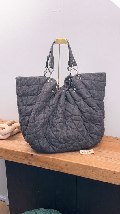 Chanel Black Denim Quilted Coco Stretch Spirit Cabas Tote (SHW)