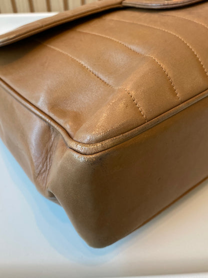 Chanel Caramel Lambskin Big CC Vertical Stitched Jumbo Flap Bag 30cm (GHW)