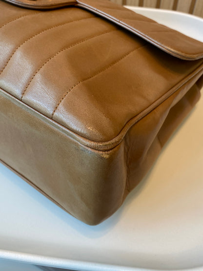 Chanel Caramel Lambskin Big CC Vertical Stitched Jumbo Flap Bag 30cm (GHW)