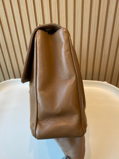 Chanel Caramel Lambskin Big CC Vertical Stitched Jumbo Flap Bag 30cm (GHW)