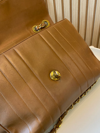 Chanel Caramel Lambskin Big CC Vertical Stitched Jumbo Flap Bag 30cm (GHW)
