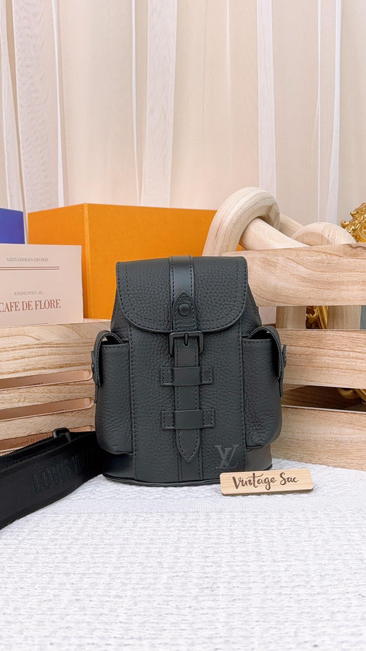 LV Black Taurillon Leather Christopher Nano Bag