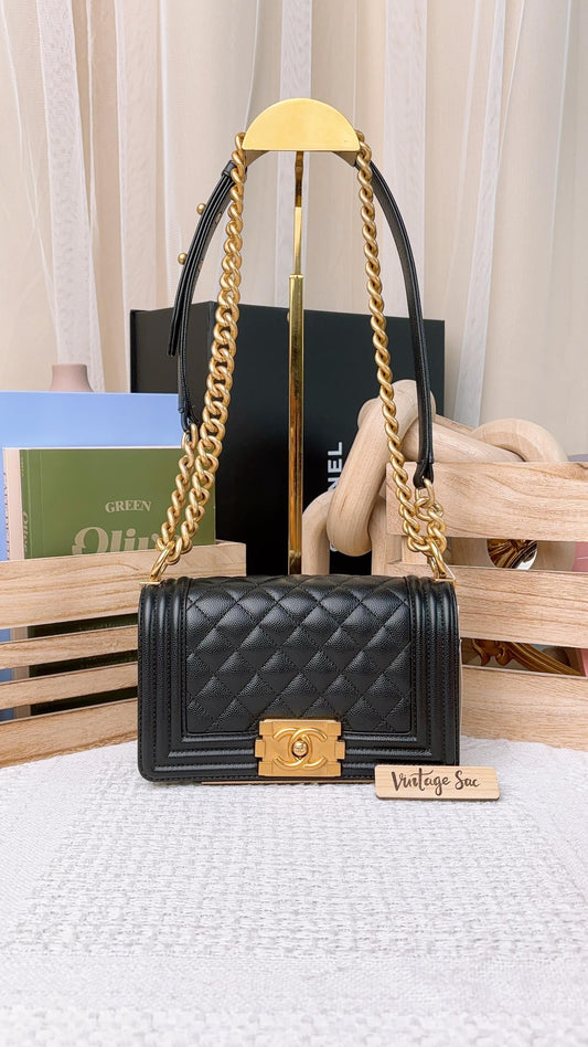 Chanel Black Caviar Small Boy Flap Bag GHW