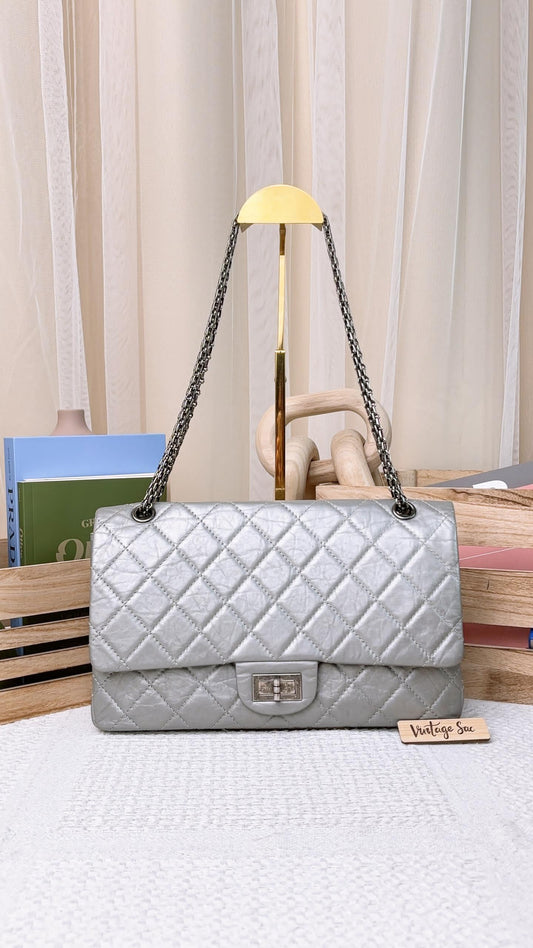 Chanel Silver Aged Calfskin 2.55 227 RHW