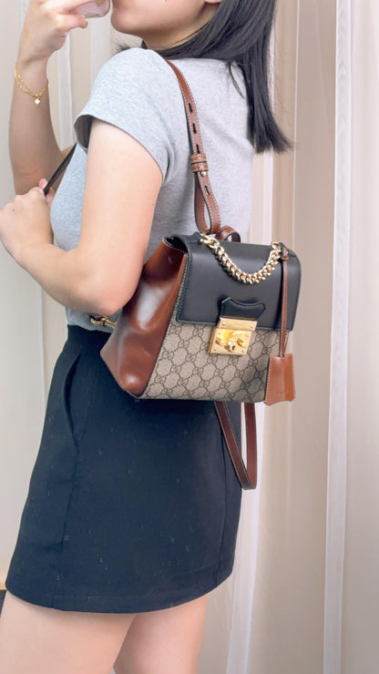 Gucci Brown Supreme Padlock Backpack – VintageSac
