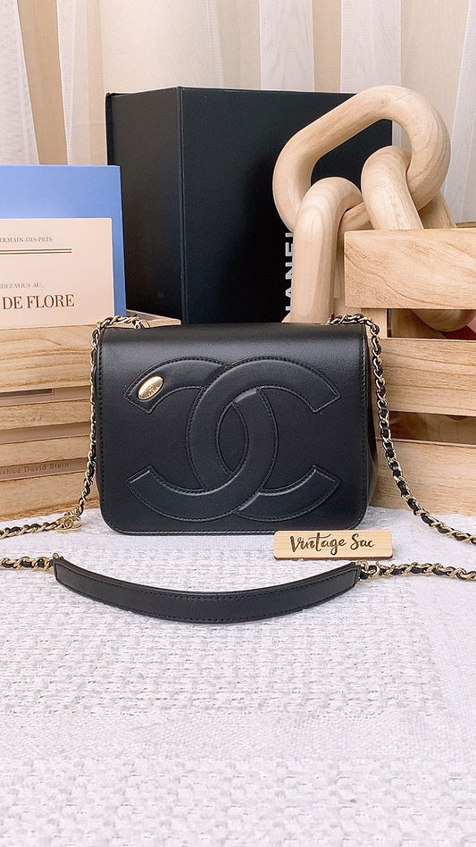 Black Lambskin Mania Flap GHW