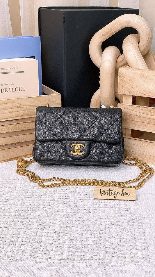 Chanel Black Caviar Mini Heart Crush Flap Bag
