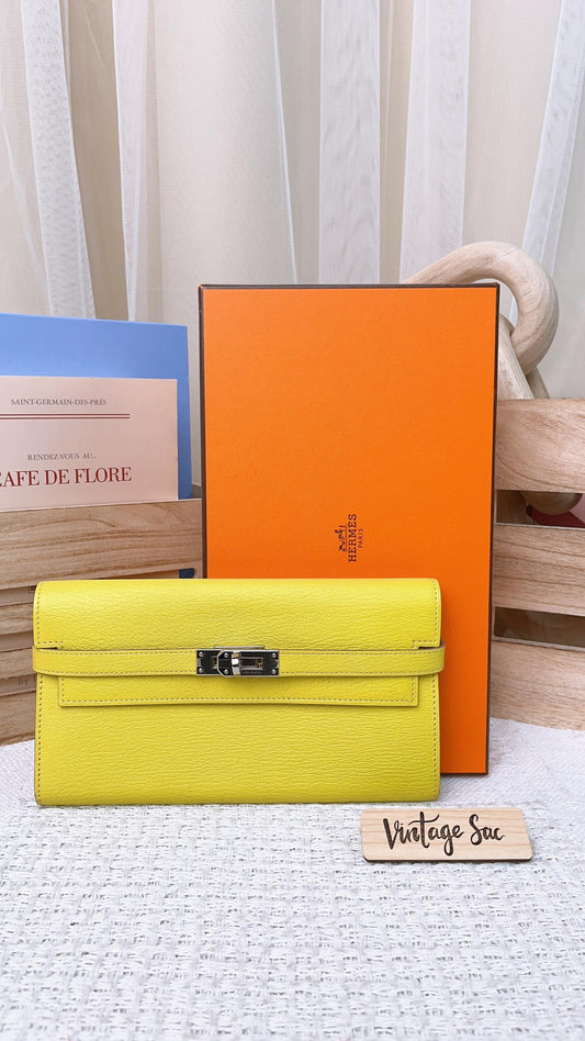 Hermes Yellow Mysore Chevre Kelly Wallet
