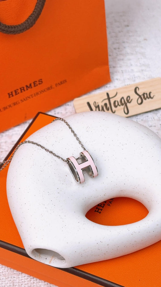 Hermes Palladium Rose Dragee Pop H Necklace