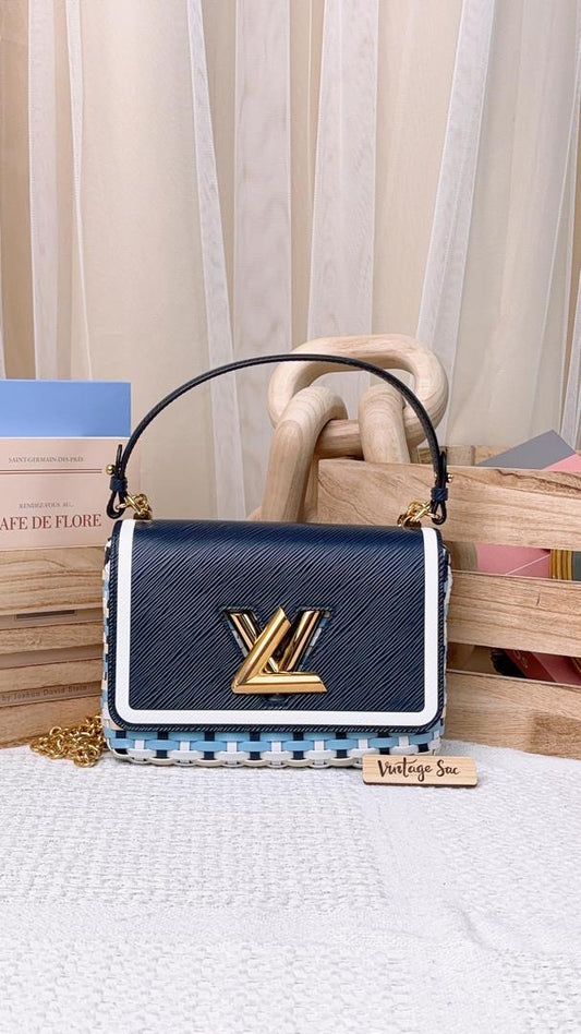 LV Blue Braided Guinguette Twist MM (GHW)