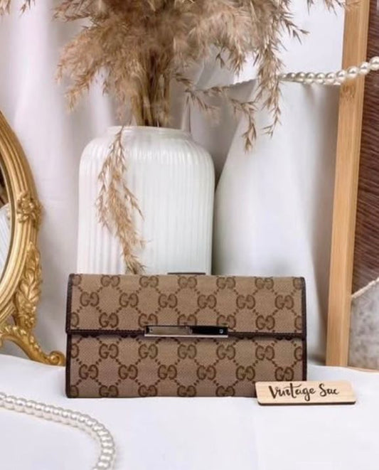 Gucci Brown Canvas Long Wallet