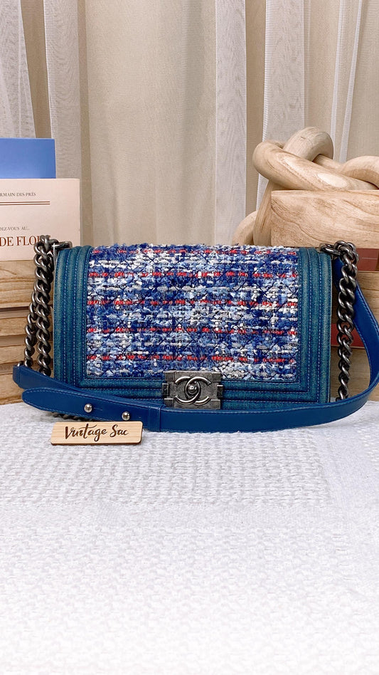 Chanel Denim Tweed Old Medium Boy (RHW)