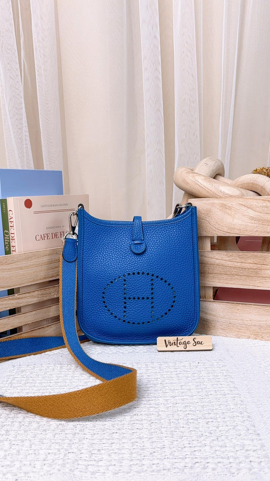 Hermes Blue Zellige Evelyne Mini (PHW)