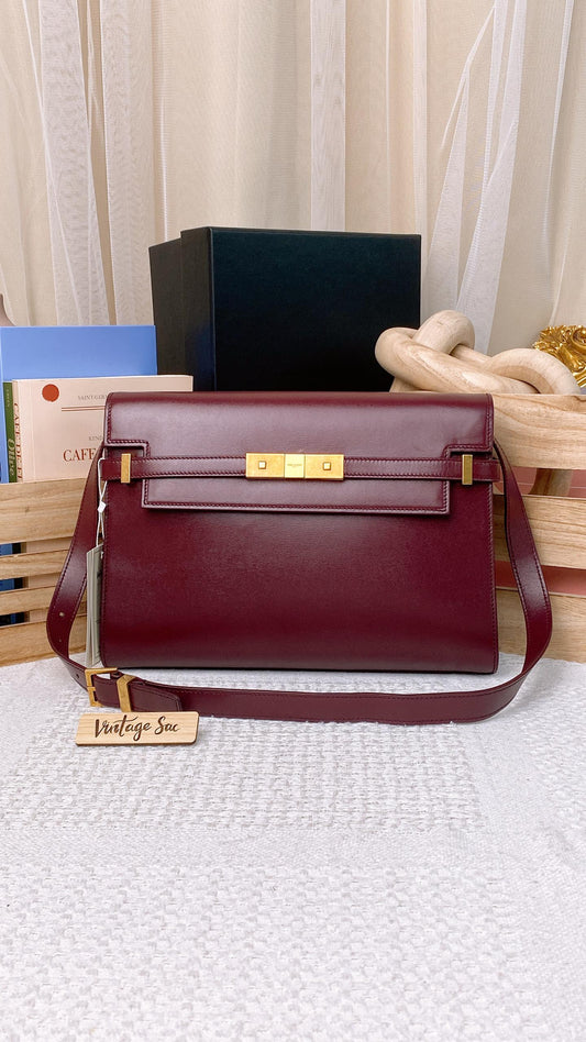 YSL Burgundy Manhattan Tote (GHW)