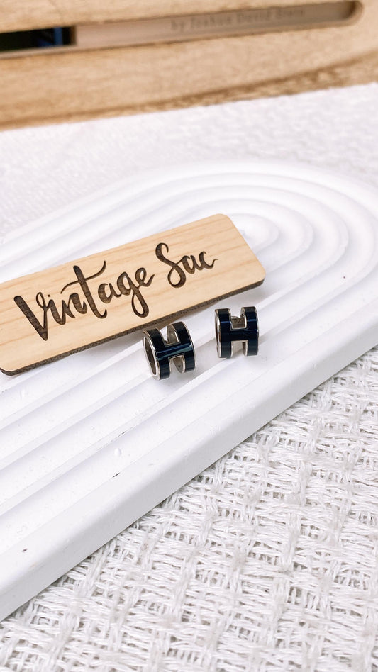 Hermes Noir Pop H Earrings