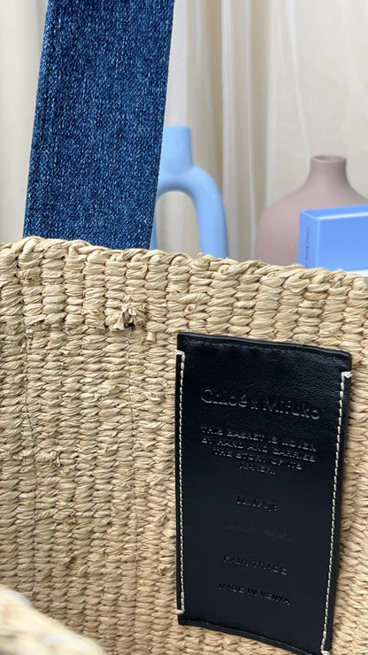 Chloe Large Denim-trimmed Woody Tote