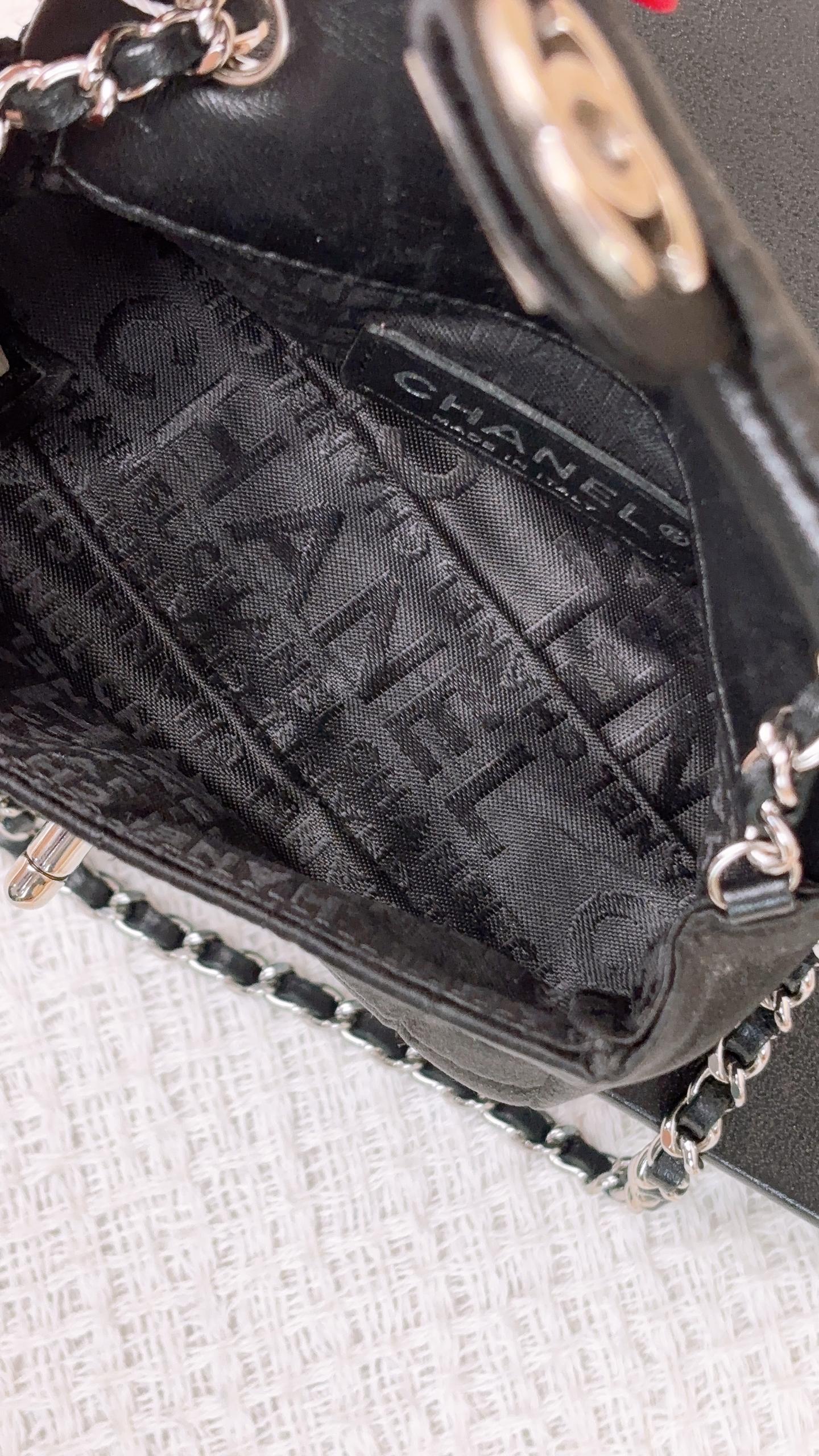 Chanel Black Satin Mini Lipstick Chocolate Bar Flap (SHW)