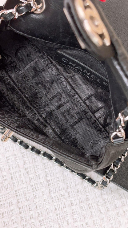 Chanel Black Satin Mini Lipstick Chocolate Bar Flap (SHW)