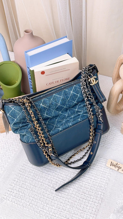 Chanel Denim Quilted Medium Gabrielle Hobo